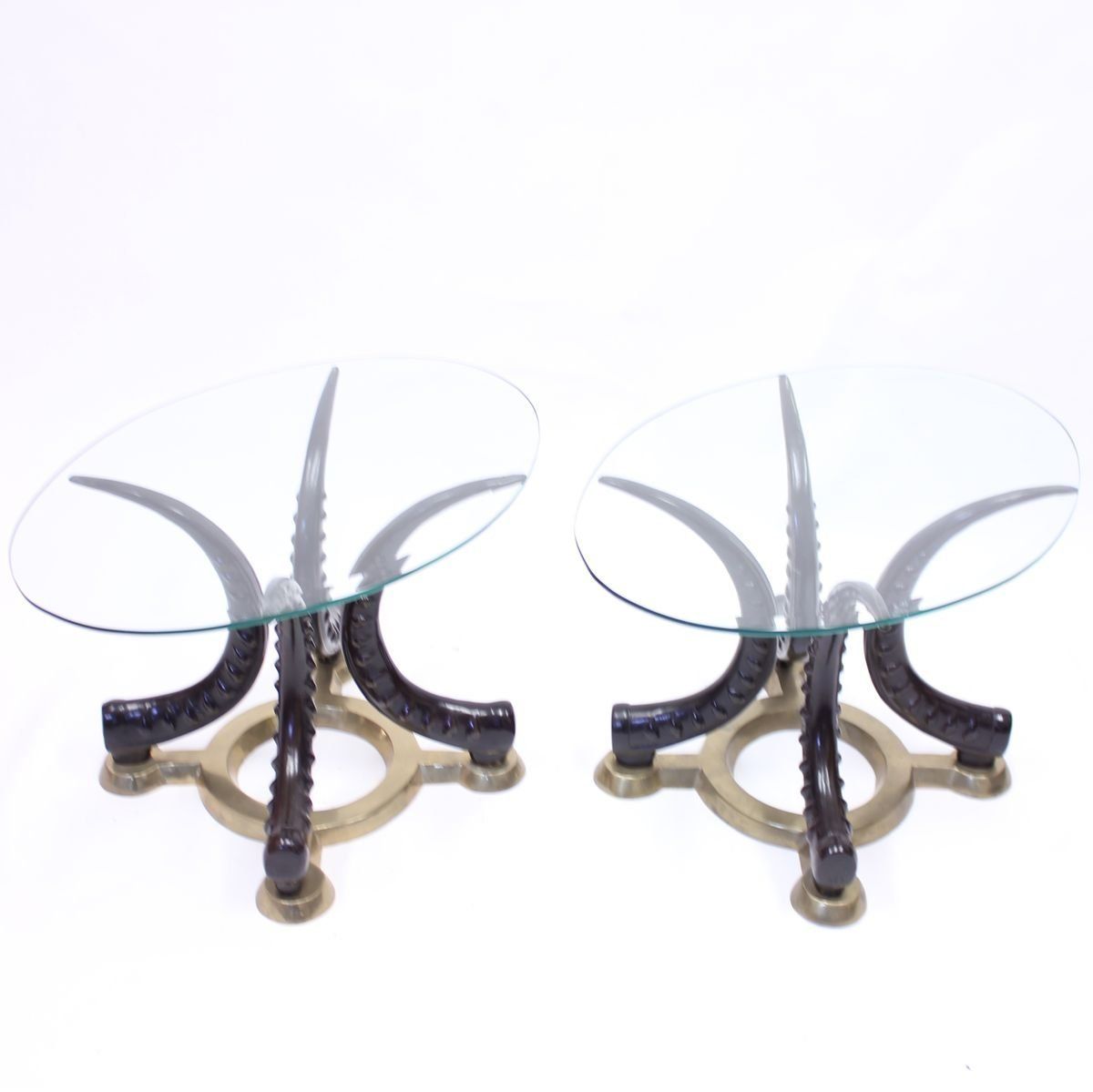 Brass & Faux Tusks Side Or Coffee Tables, 1970s, Set Of 2 photo buy