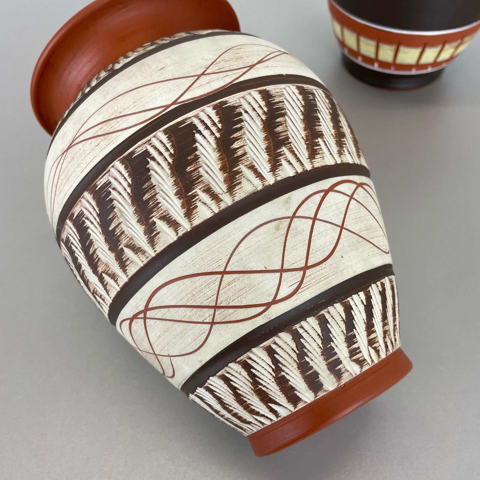 photo vintage Set Of 3 Abstract Ceramic Pottery Vases By Eiwa / Akru Ceramics, Germany, 1950s