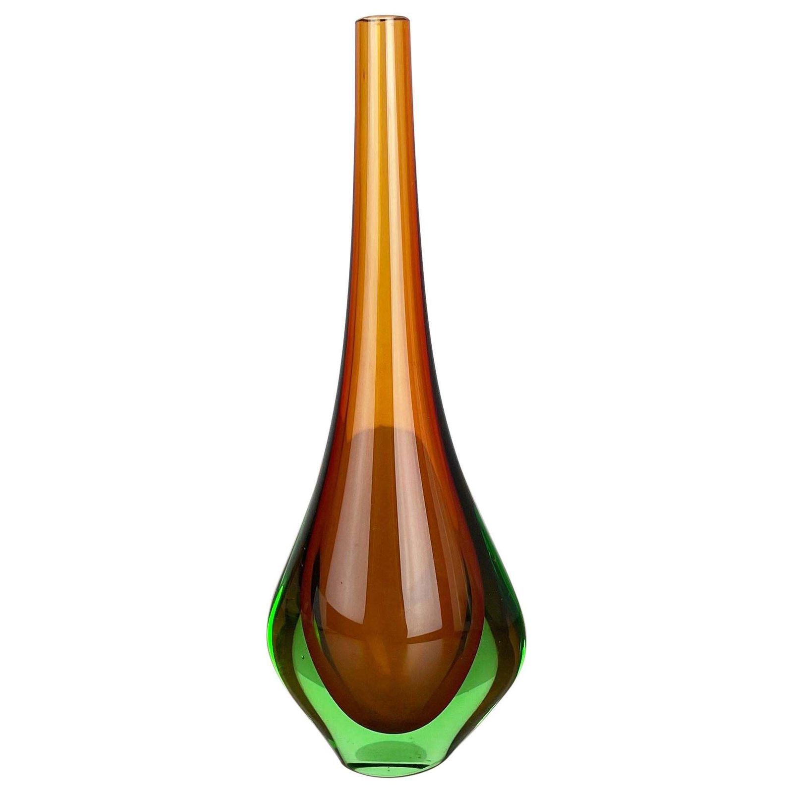Large 1960s Murano Glass Sommerso Single Stem Vase By Flavio Poli, Italy photo furniture