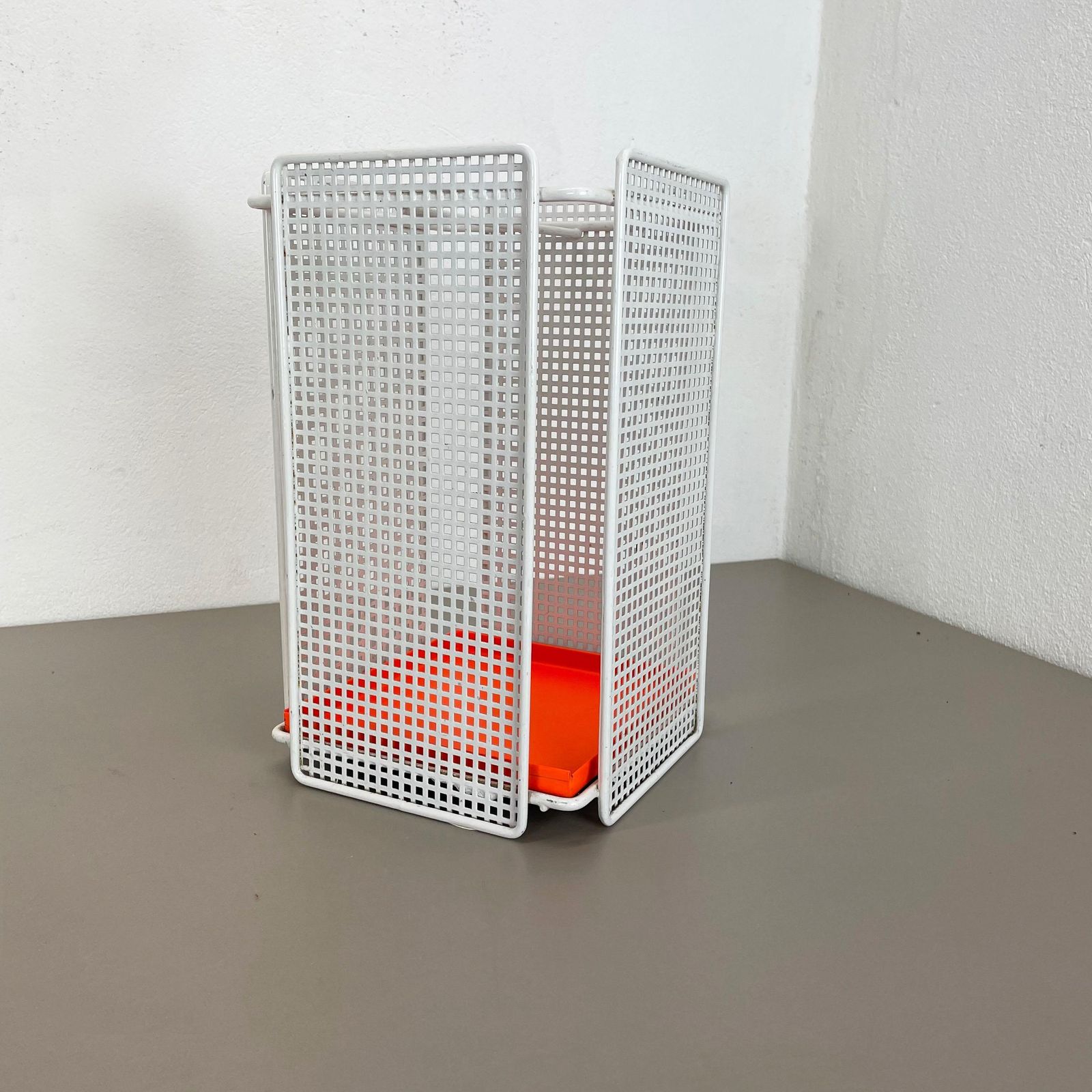 Original Modernist Postmodern Max Sauze Style Metal Umbrella Stand, France 1970s photo furniture