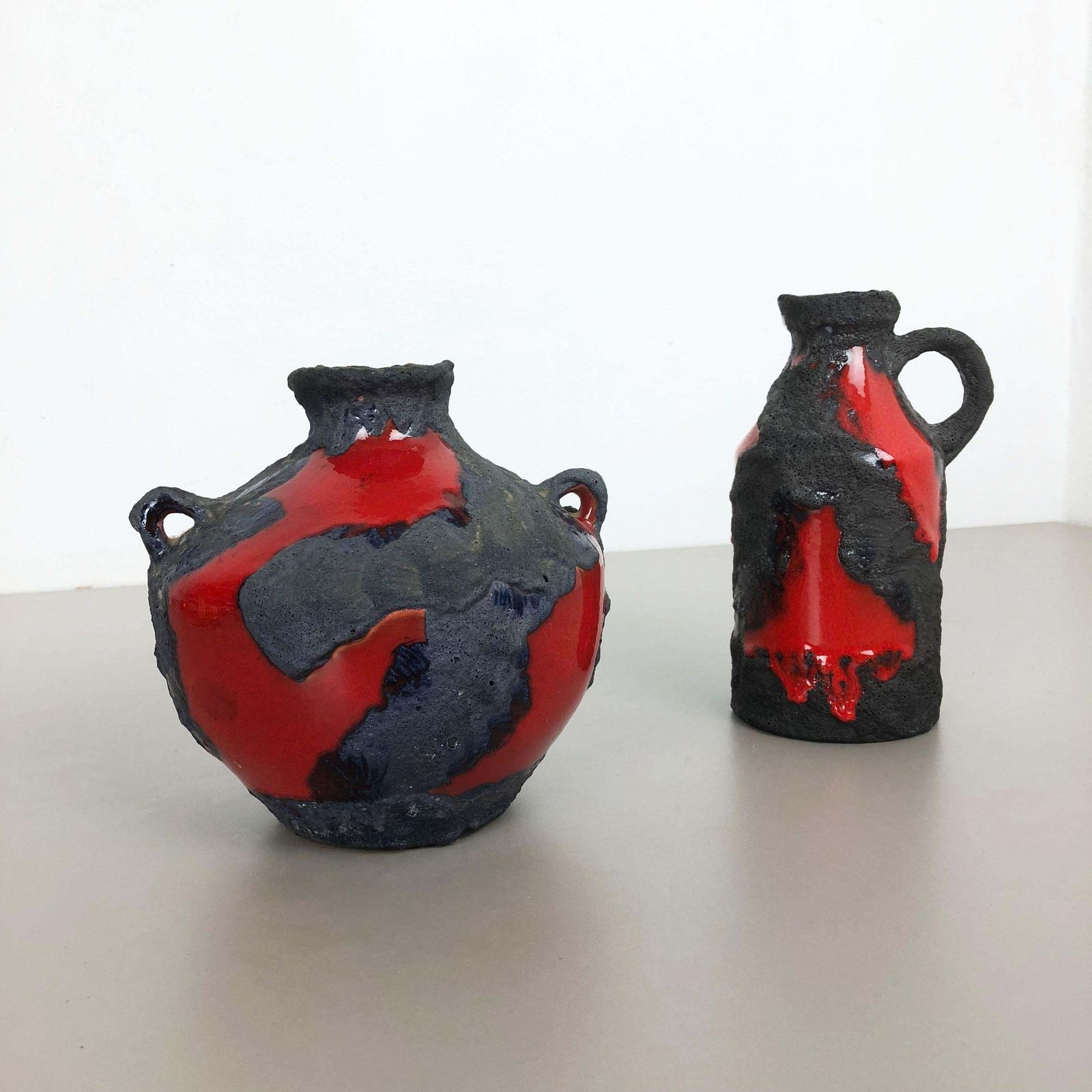 Set Of 2 Original 1970 Ceramic Studio Pottery Vase By Marei Ceramics, Germany photo furniture