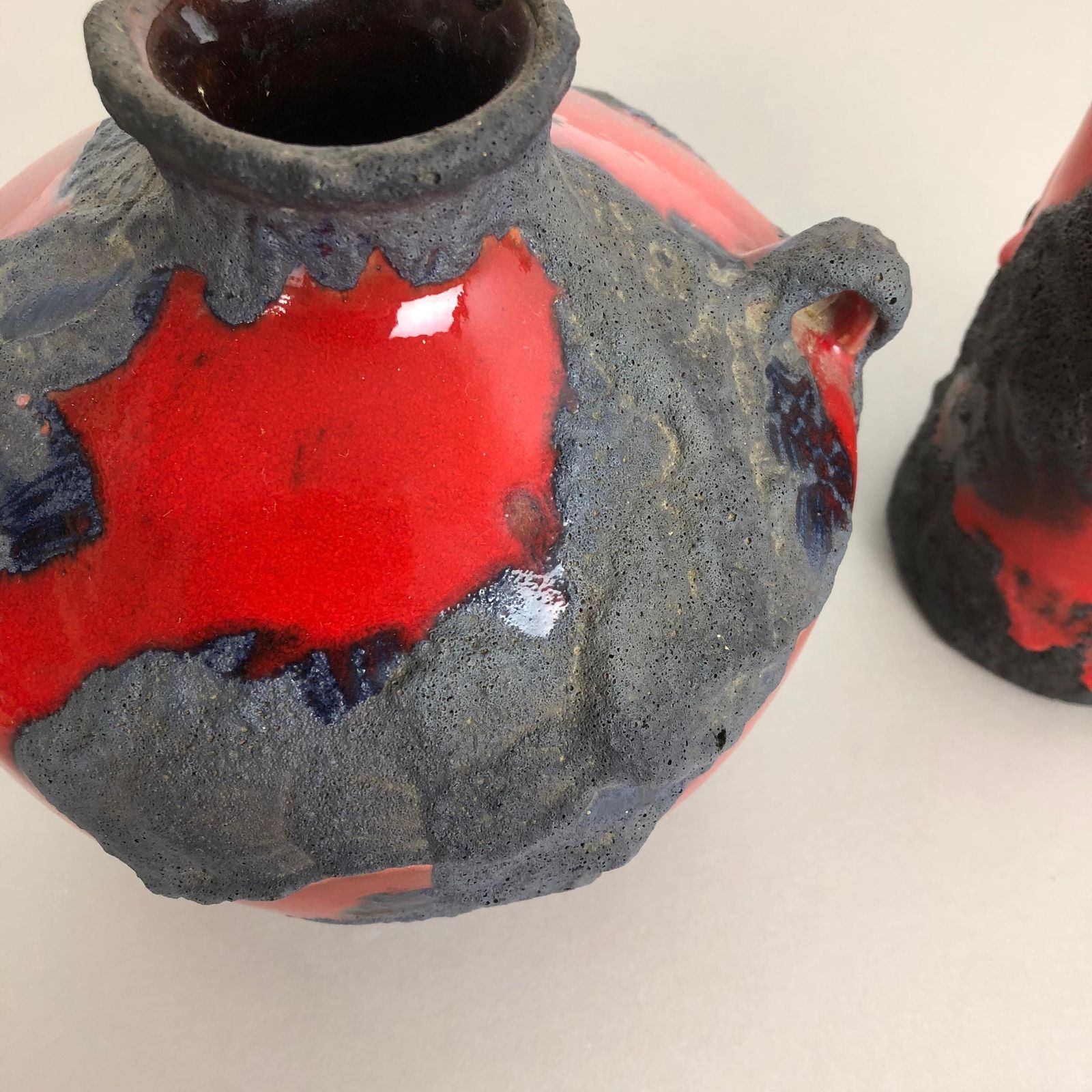 Set Of 2 Original 1970 Ceramic Studio Pottery Vase By Marei Ceramics, Germany photo vinterior