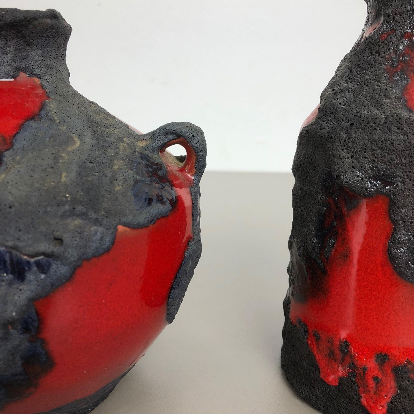 Set Of 2 Original 1970 Ceramic Studio Pottery Vase By Marei Ceramics, Germany photo vintage