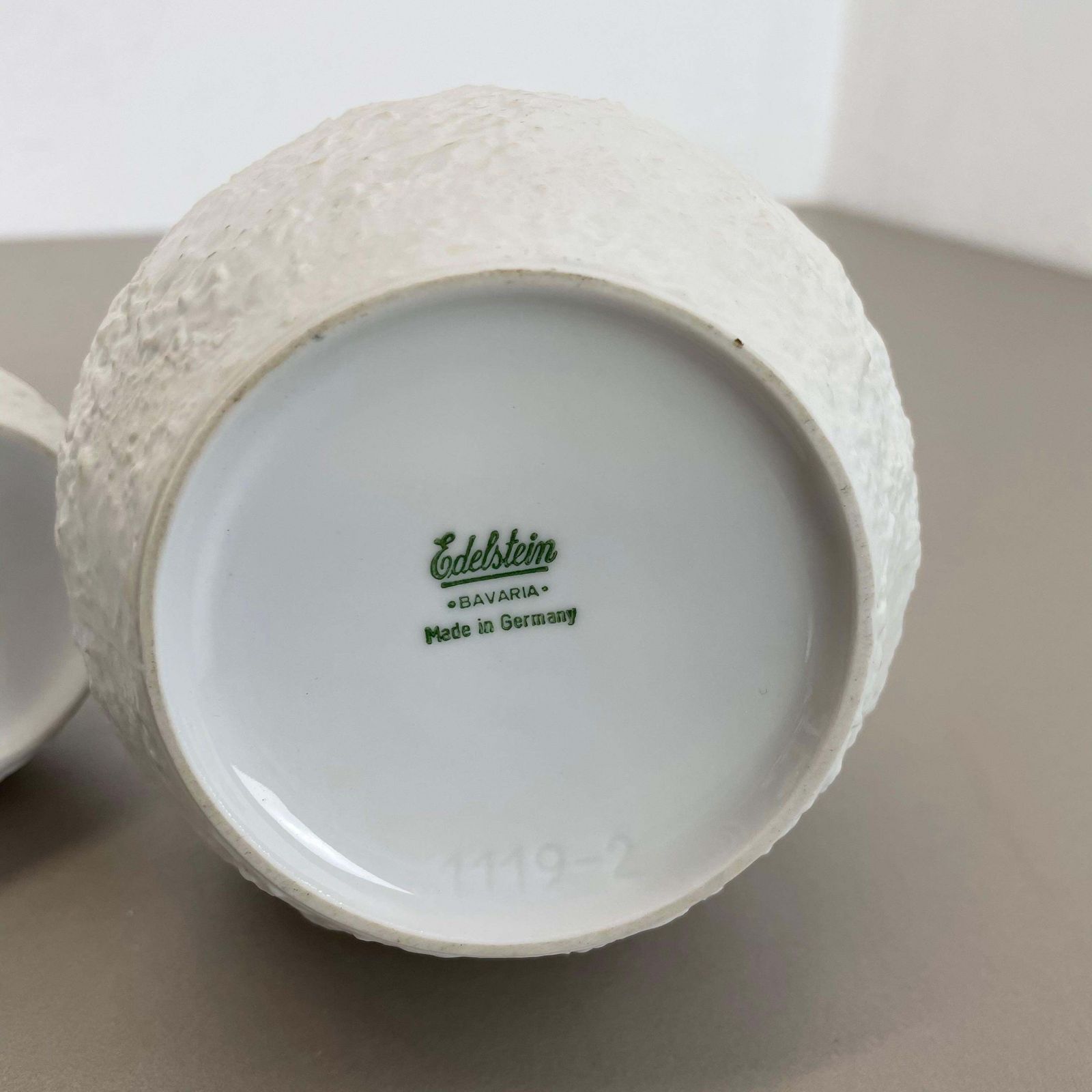 photo vintage Set Of 3 Op Art Biscuit Porcelain Vases By Edelstein Bavaria, Germany, 1970s