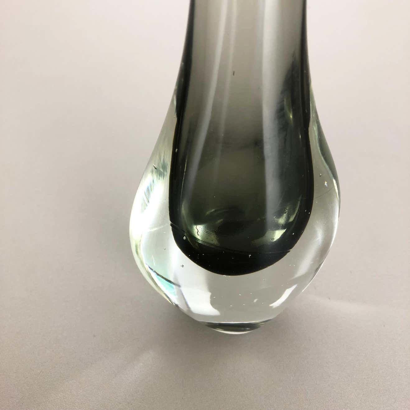 Rare Grey 1960s Murano Glass Sommerso Single Stem Vase By Flavio Poli, Italy photo 394.0