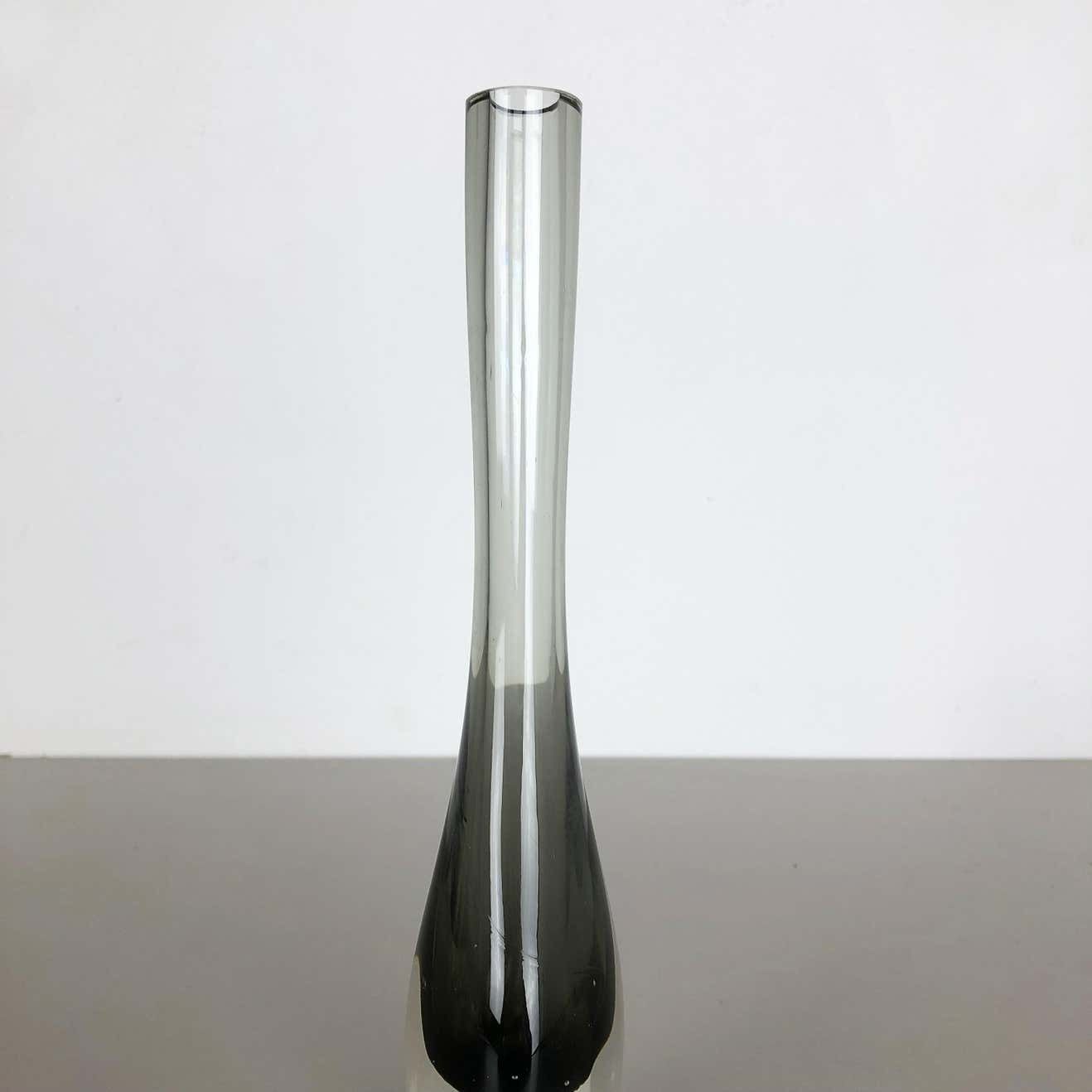 Rare Grey 1960s Murano Glass Sommerso Single Stem Vase By Flavio Poli, Italy photo vinterior