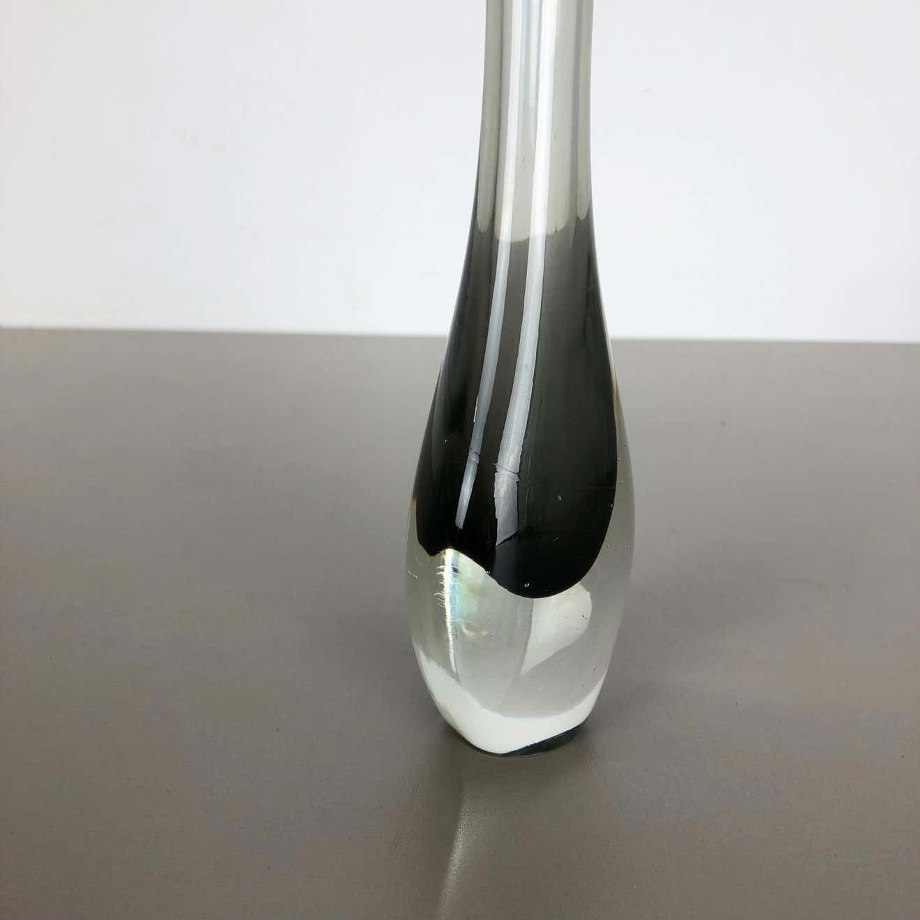 Rare Grey 1960s Murano Glass Sommerso Single Stem Vase By Flavio Poli, Italy photo buy