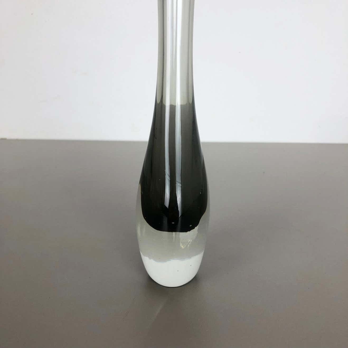 photo for sale Rare Grey 1960s Murano Glass Sommerso Single Stem Vase By Flavio Poli, Italy