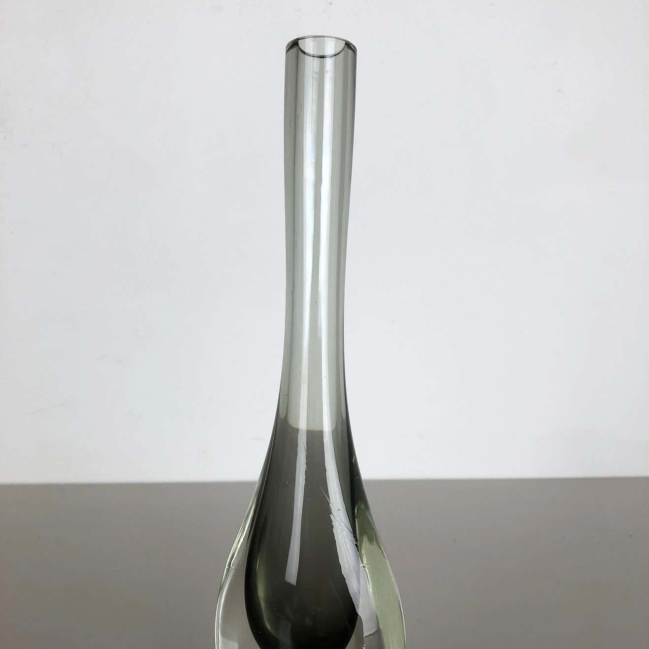 394.0 Rare Grey 1960s Murano Glass Sommerso Single Stem Vase By Flavio Poli, Italy photo