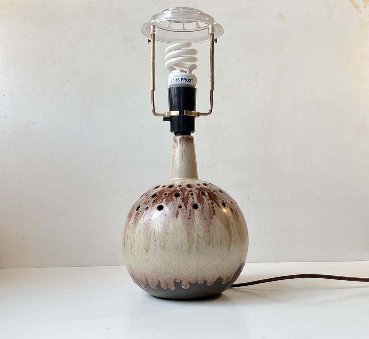 Spherical Scandinavian Modern Pottery Table Lamp, 1970s photo for sale