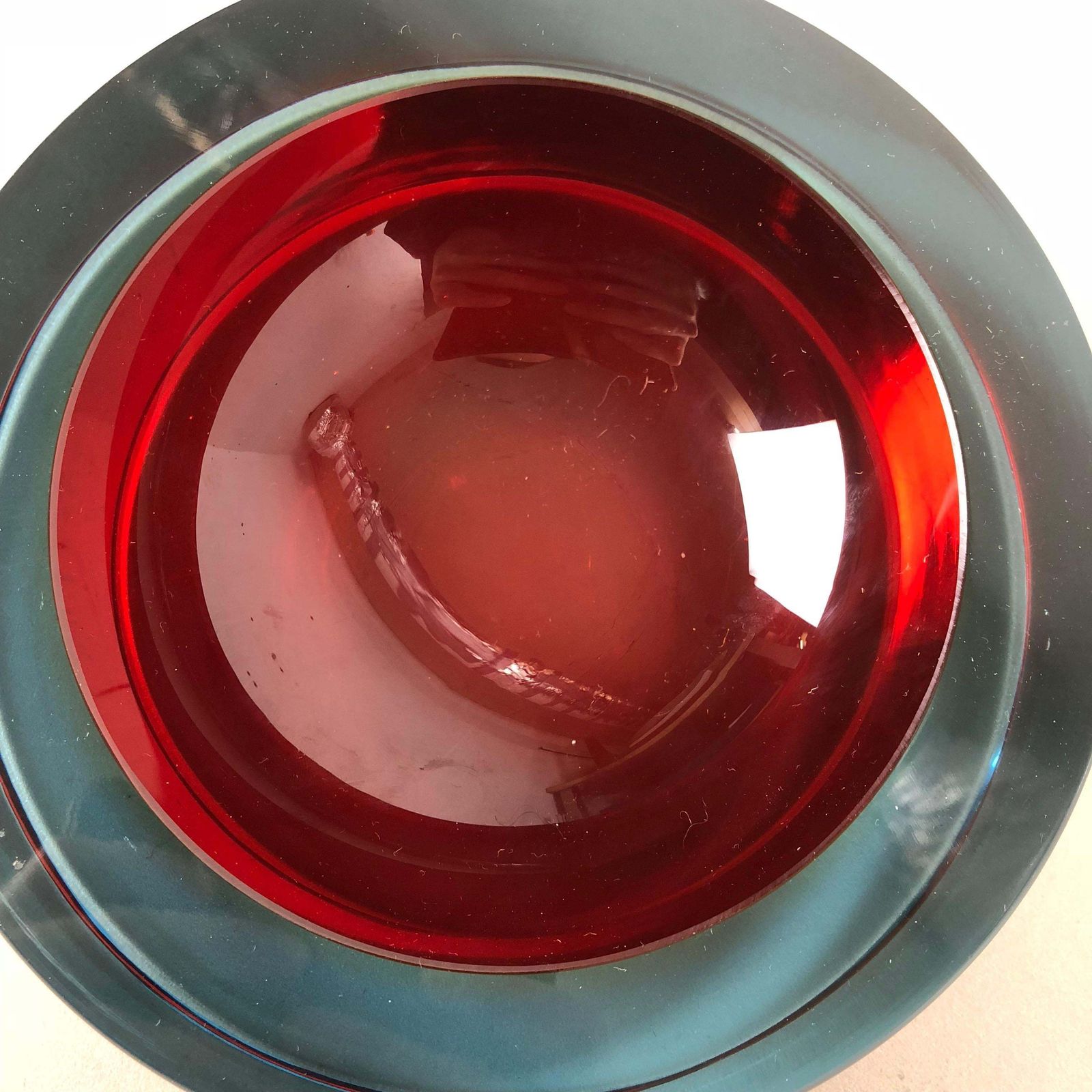 1270.0 Extra Large 3,6kg Sommerso Bowl Murano Vetri Glass By Cenedese, Italy, 1970s photo