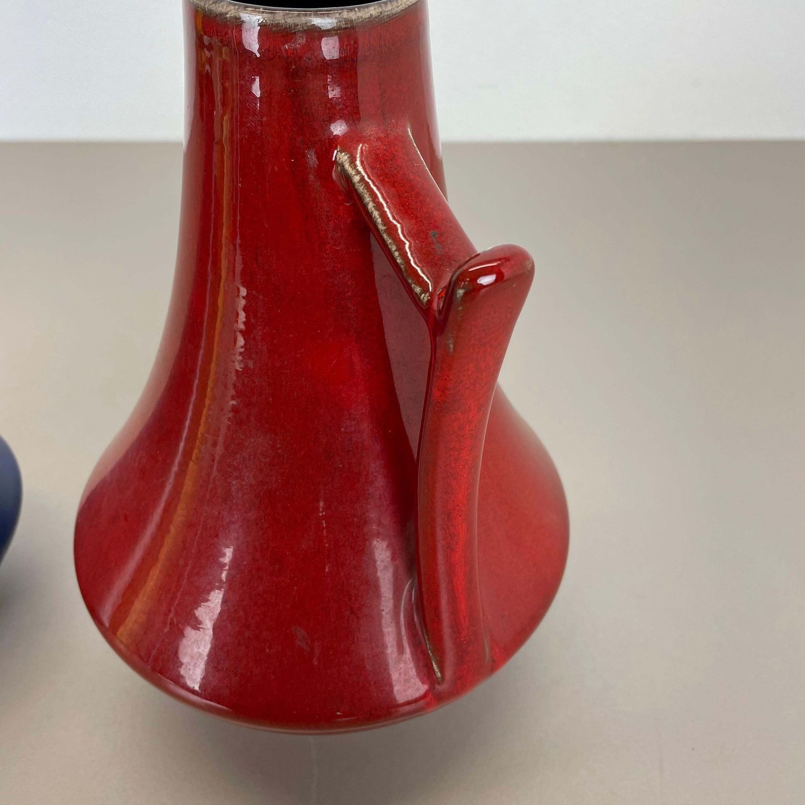Home Decor Set Of Two Pottery Fat Lava Vases "Black Red" By Jopeko, Germany, 1970s photo