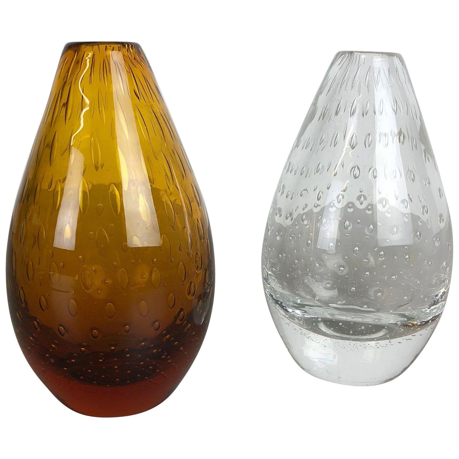 Set Of 2 Vintage Bubble Glass Vase By Hirschberg, Germany, 1970s photo furniture