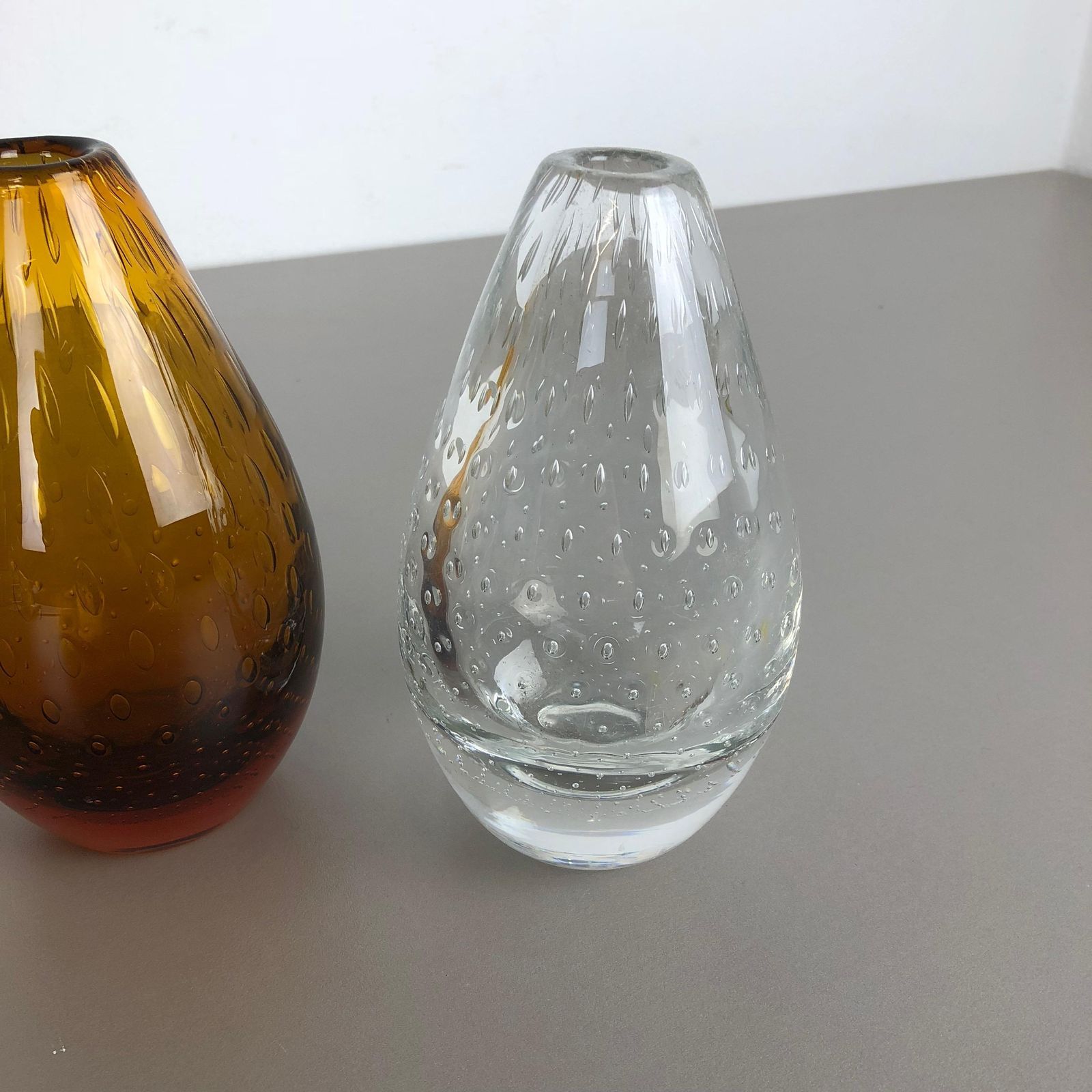 Set Of 2 Vintage Bubble Glass Vase By Hirschberg, Germany, 1970s photo 429.0