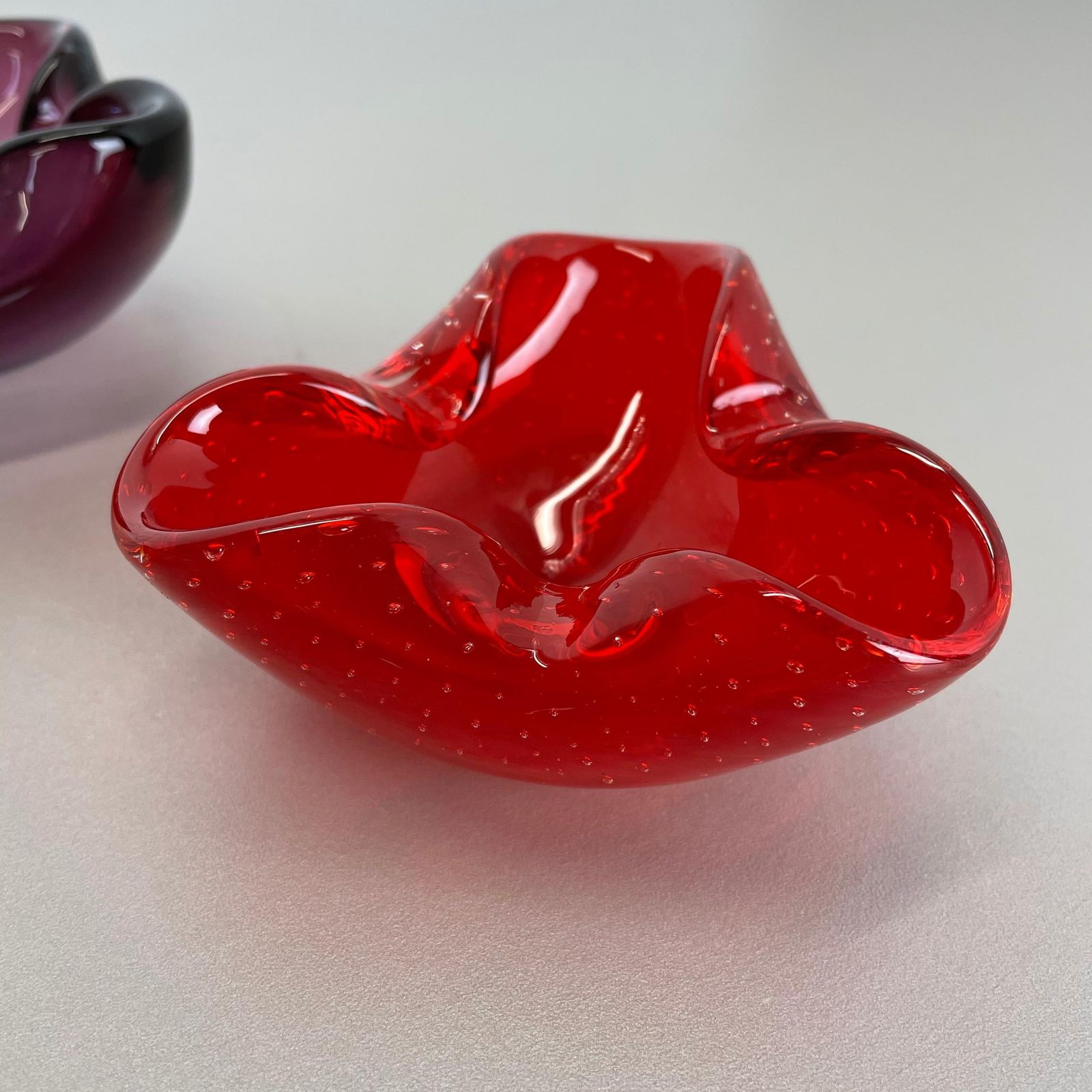 photo vinterior Set Of 3 Murano Glass Sommerso Bowl Shells Ashtray Element, Italy, 1970s