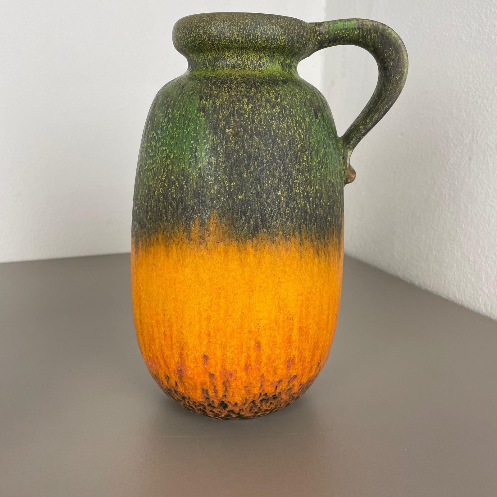 photo furniture Set Of Two Pottery Fat Lava Vases "Multi Color" By Scheurich, Germany, 1970