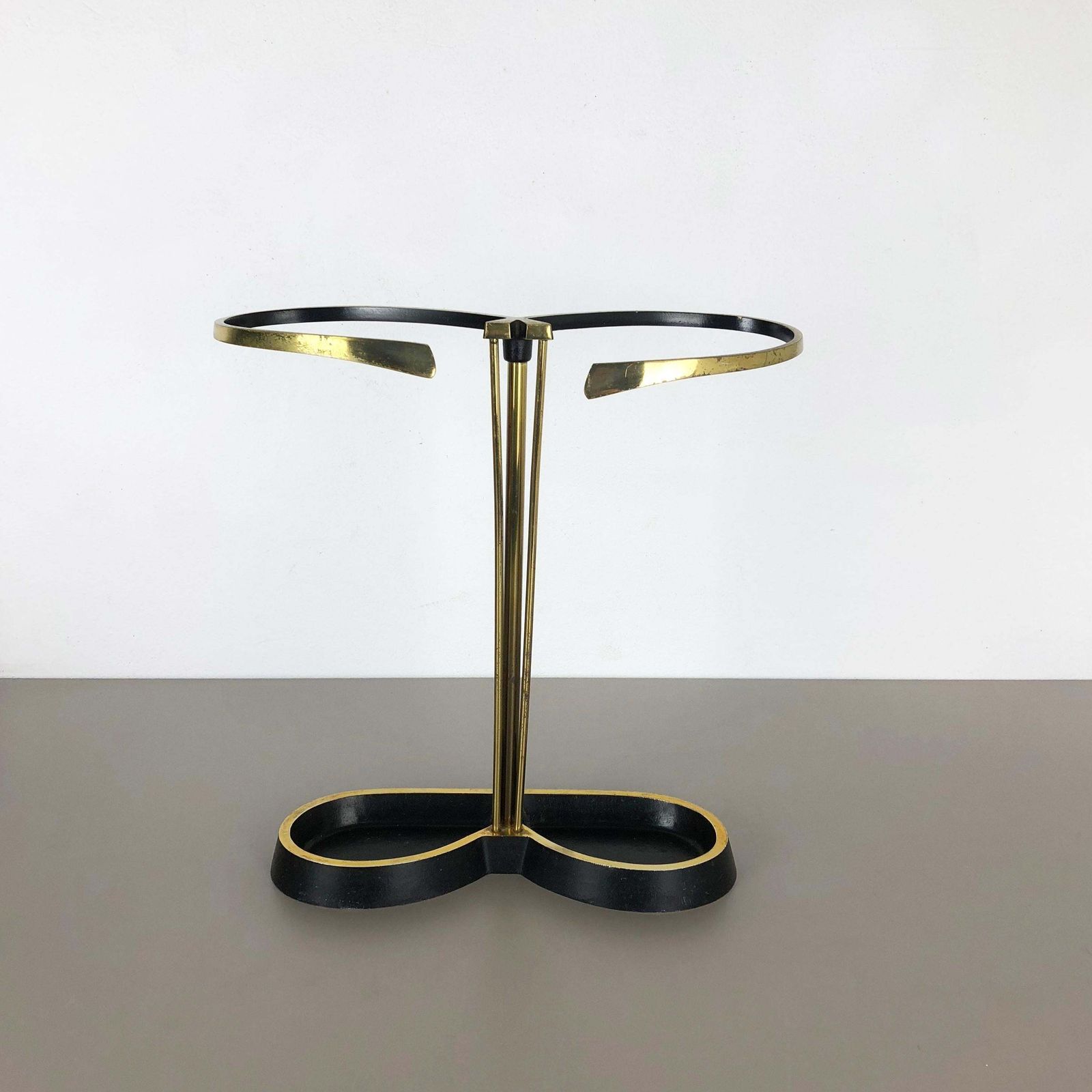 Original Midcentury Metal Brass Auböck Style Umbrella Stand, Austria, 1950s