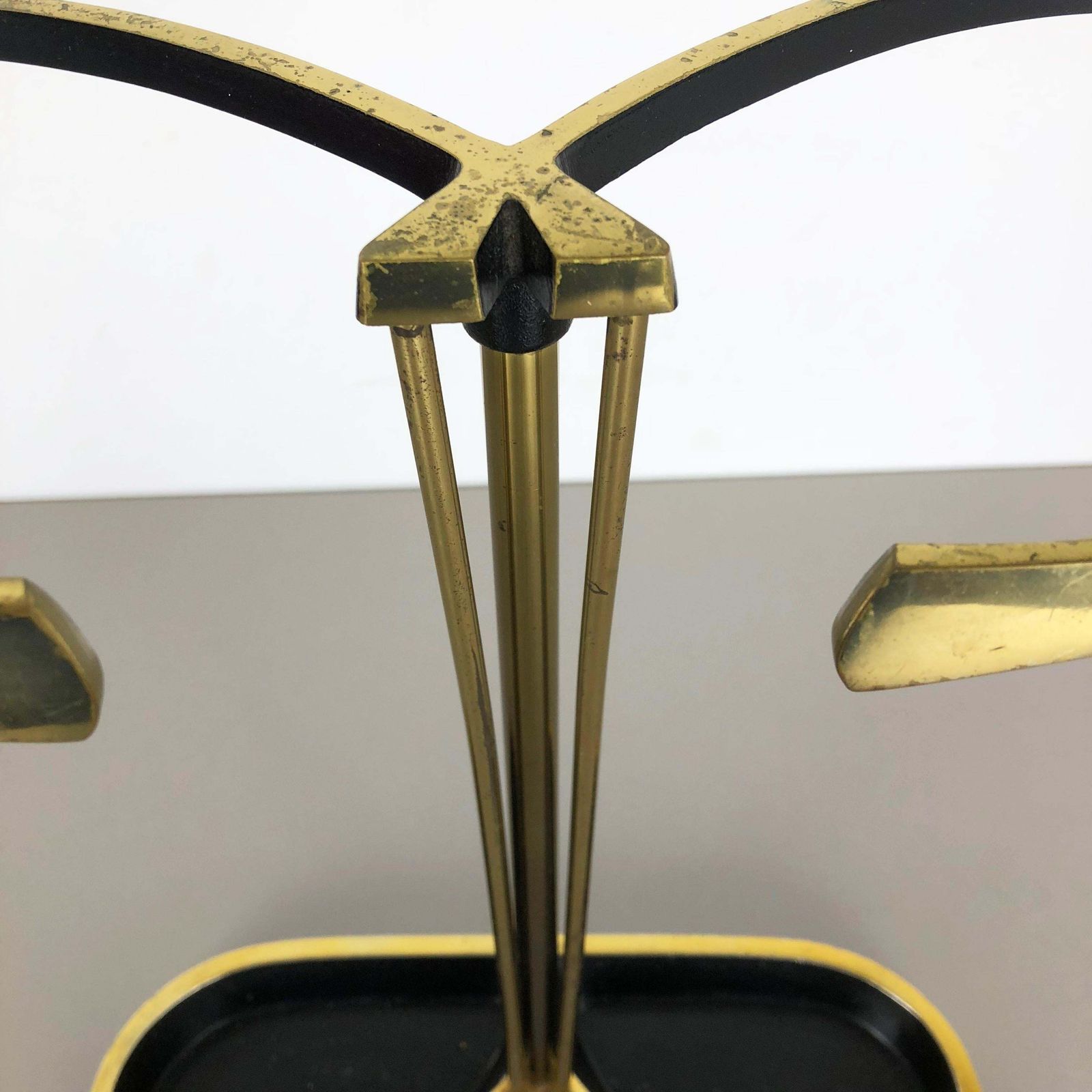 photo for sale Original Midcentury Metal Brass Auböck Style Umbrella Stand, Austria, 1950s