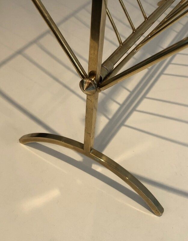 In The Style Of Cesare Lacca Brass And Wood Magazine Rack photo 650.0