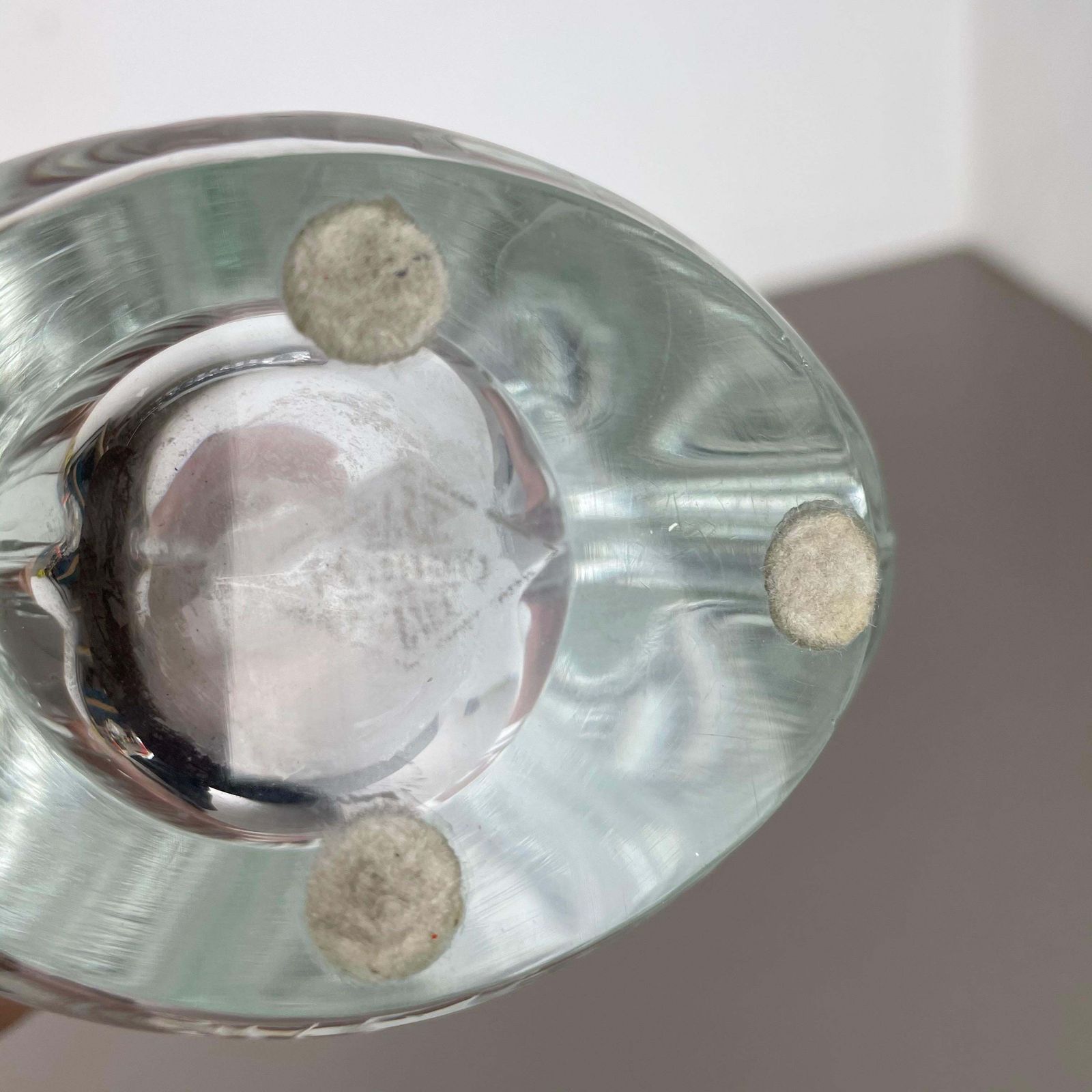 Large Floral Crystal Glass Shell Bowl By Art Vannes Flavio Poli France 1970s photo furniture
