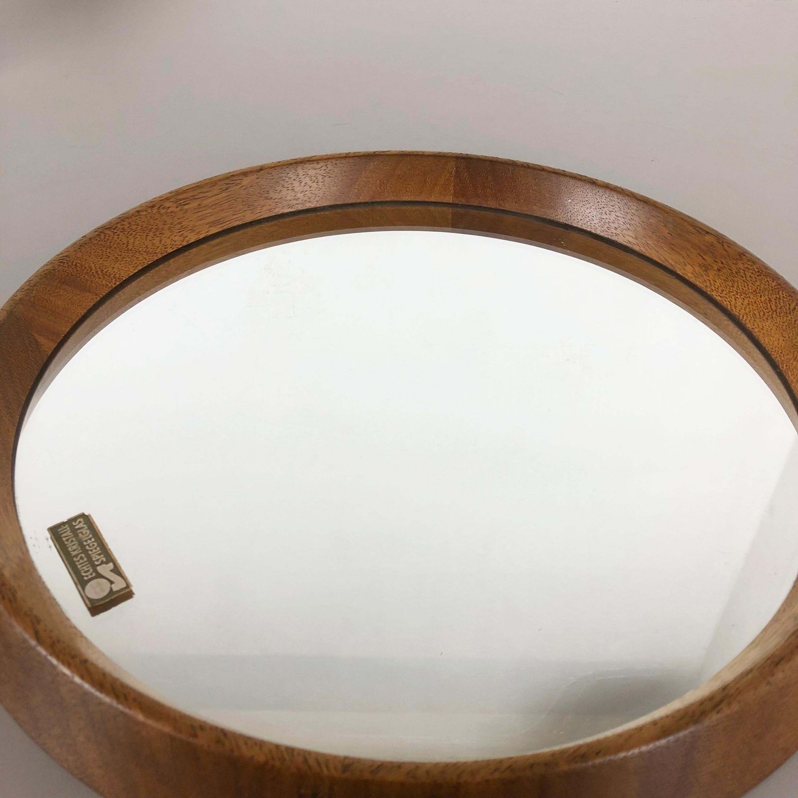 Nos! Original 1960s Crystal Glass And Oakwood Mirror Made In Germany Nr. 2 photo vinterior