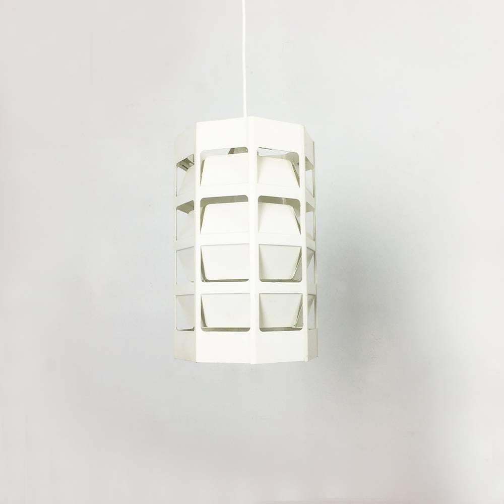 Scandinavian Cubic White Metal Hanging Lamp "Lyskurv" By Louis Poulsen, 1960s