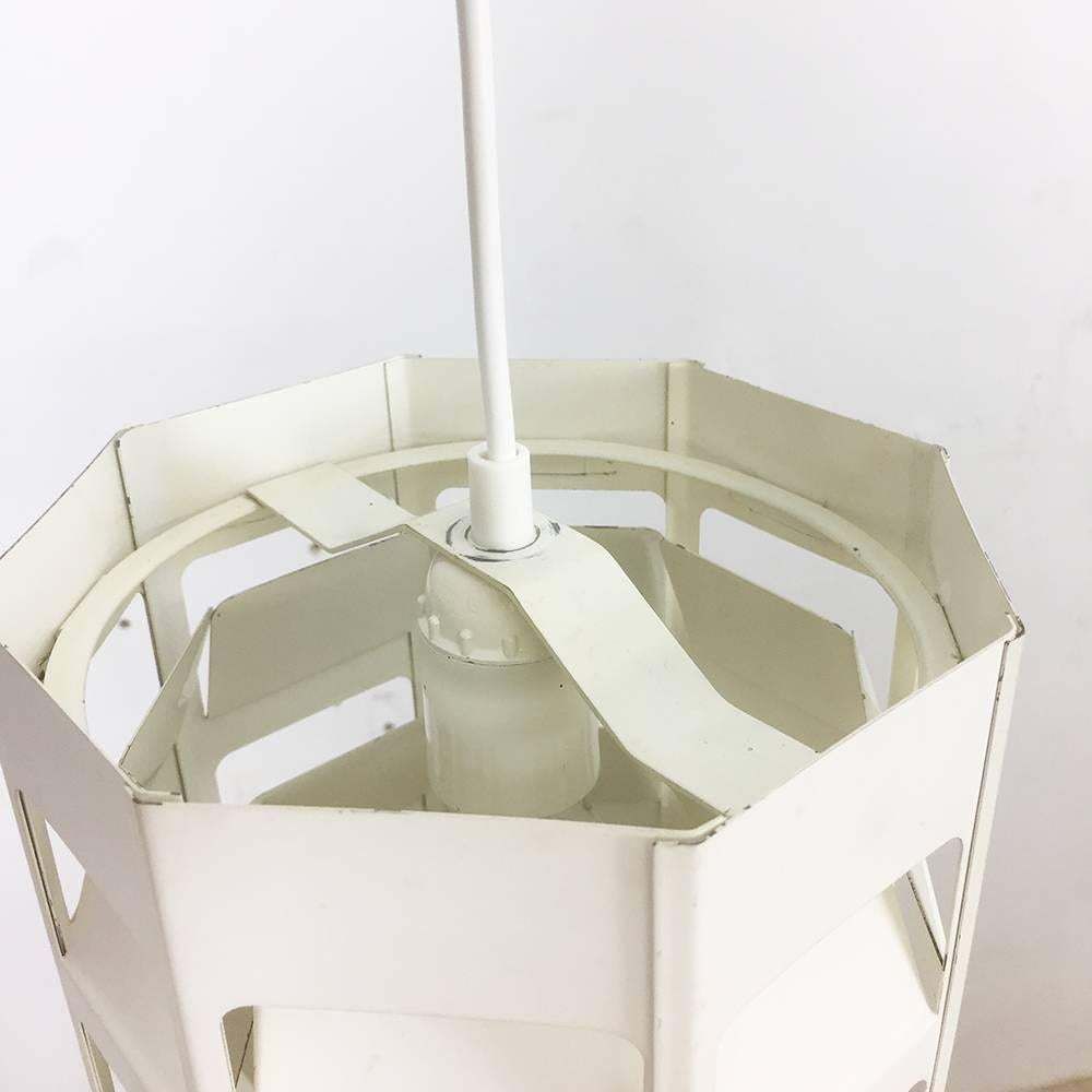 Scandinavian Cubic White Metal Hanging Lamp "Lyskurv" By Louis Poulsen, 1960s photo 779.0