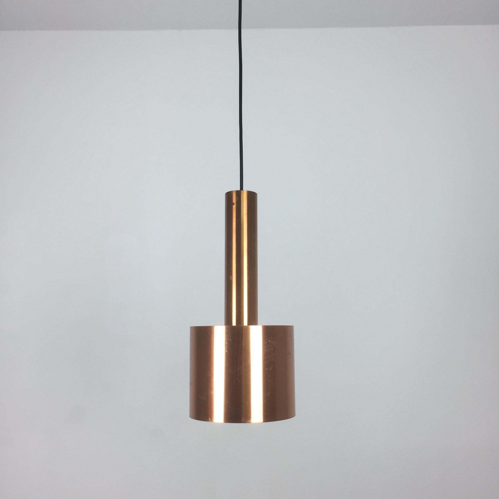 Set Of 2 "Club" Hanging Light Copper Jo Hammerborg Fog & Mørup, Denmark, 1963 photo Lighting