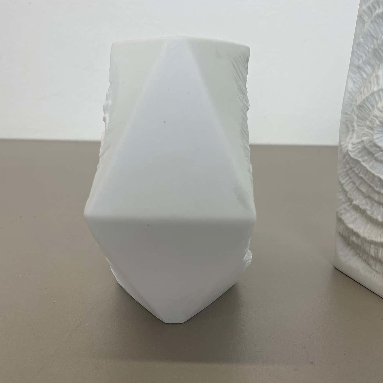 Set Of 2 Original Op Art Biscuit Porcelain Vases By Ak Kaiser, Germany, 1970s photo buy