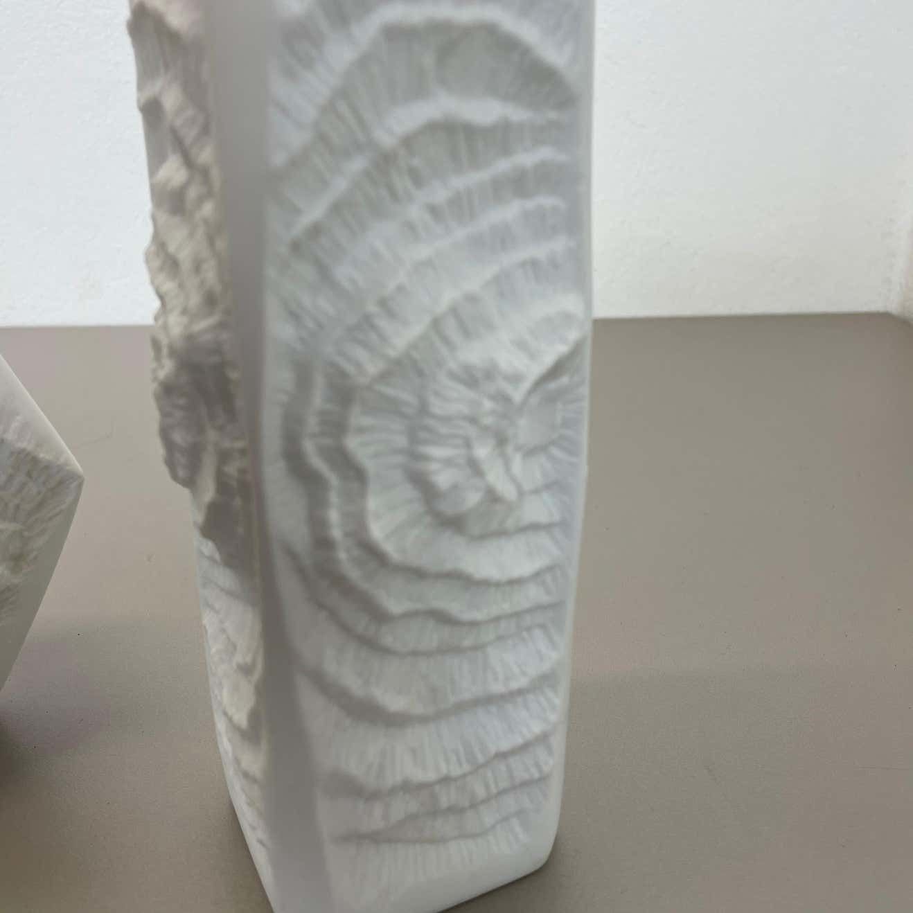 Home Decor Set Of 2 Original Op Art Biscuit Porcelain Vases By Ak Kaiser, Germany, 1970s photo