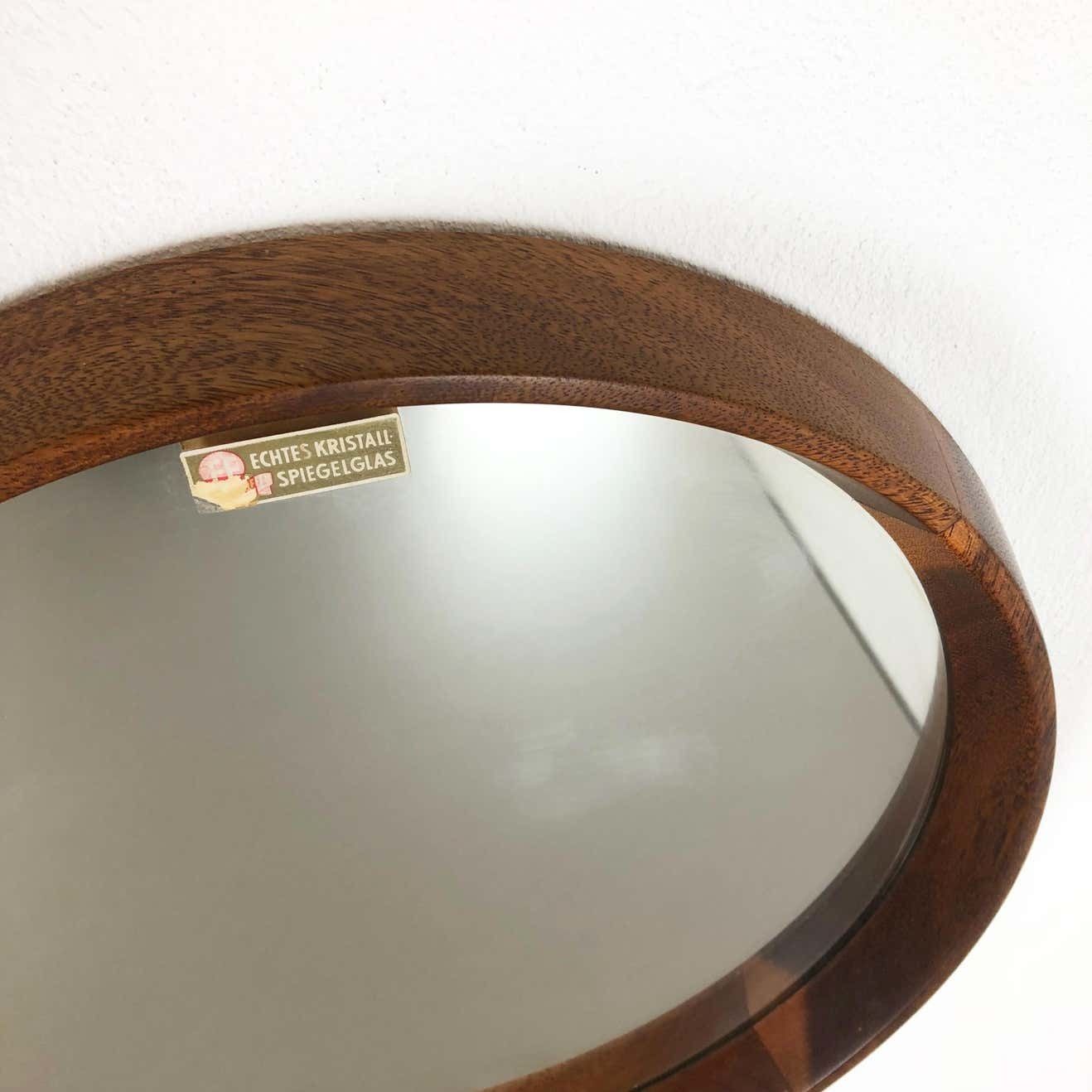 Nos! Original 1960s Crystal Glass And Oak Wood Mirror, Made In Germany Nr. 1 photo 655.0