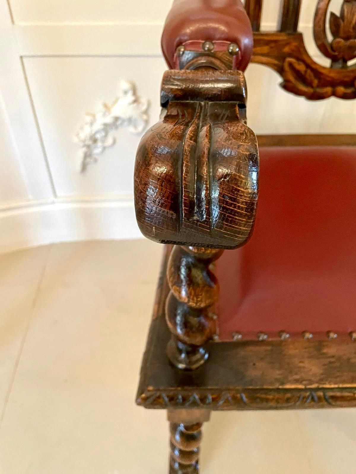 photo for sale Large Antique Victorian Quality Carved Oak Armchair