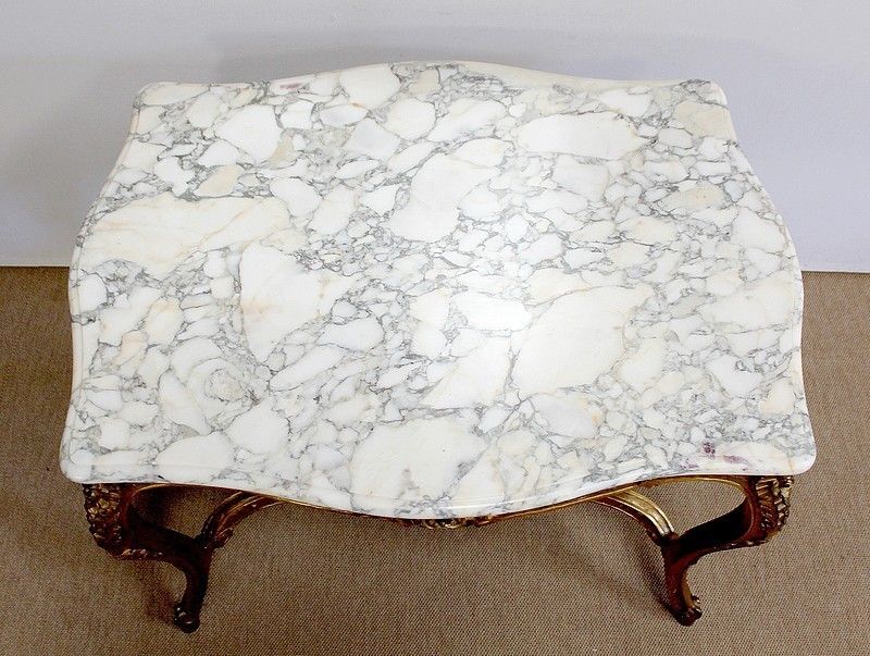 Marble And Gilded Wood Center Table, Regency Style, 2nd Part Of The 19th Century photo Furniture
