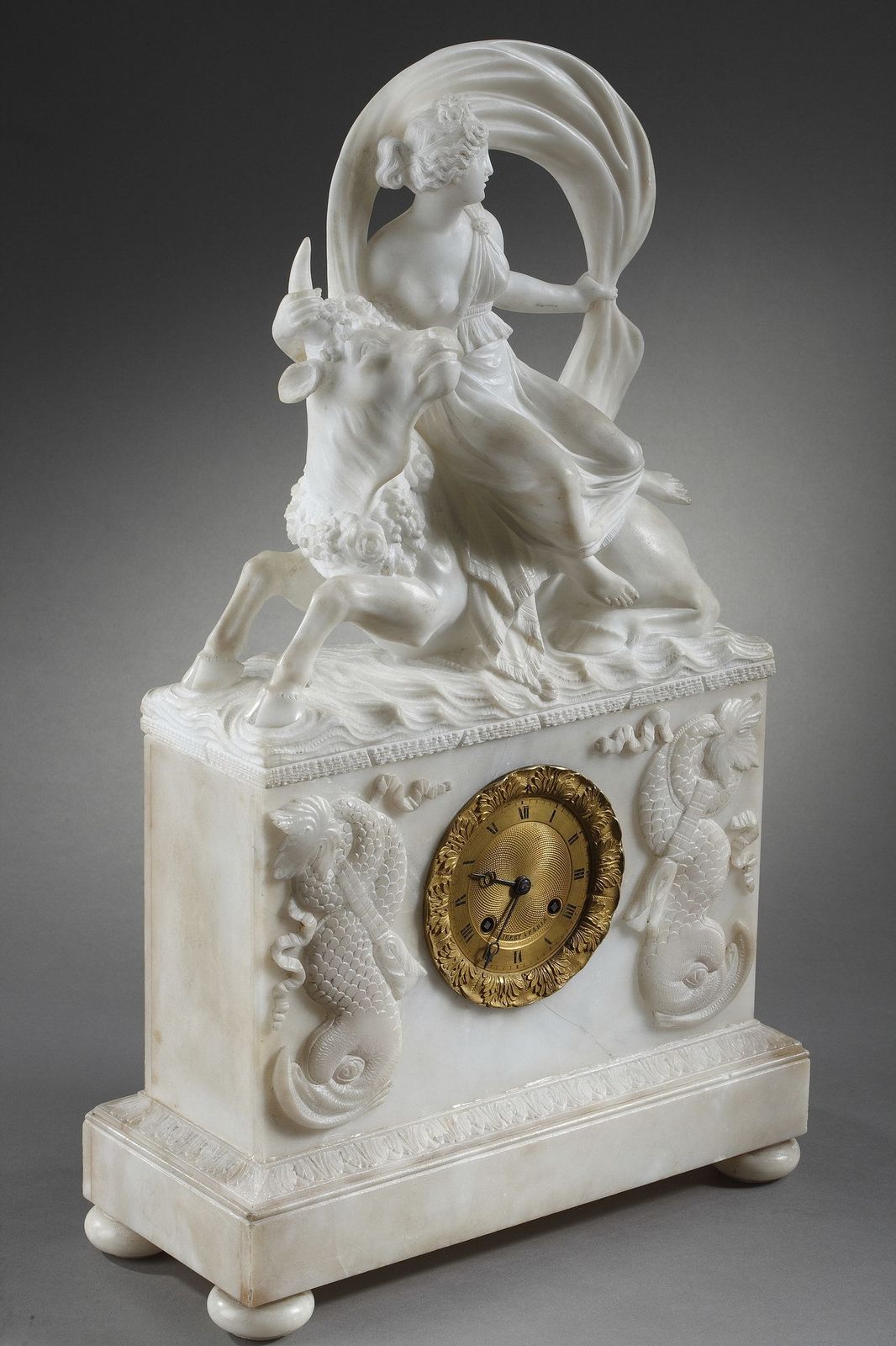 Alabaster Clock The Abduction Of Europa photo for sale