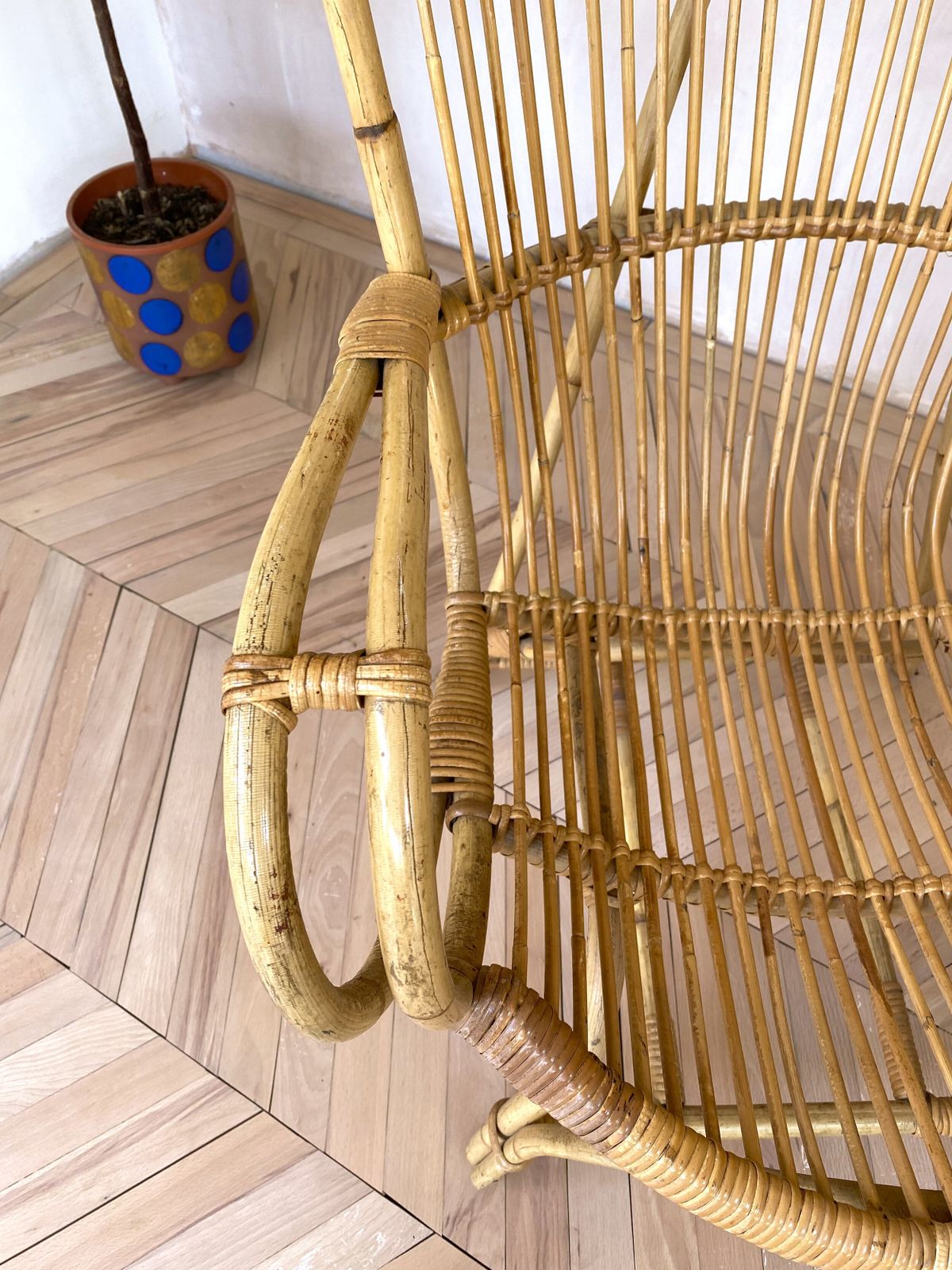 Pair Of Mid Century Wing Back Bamboo Occasional Chairs photo Furniture