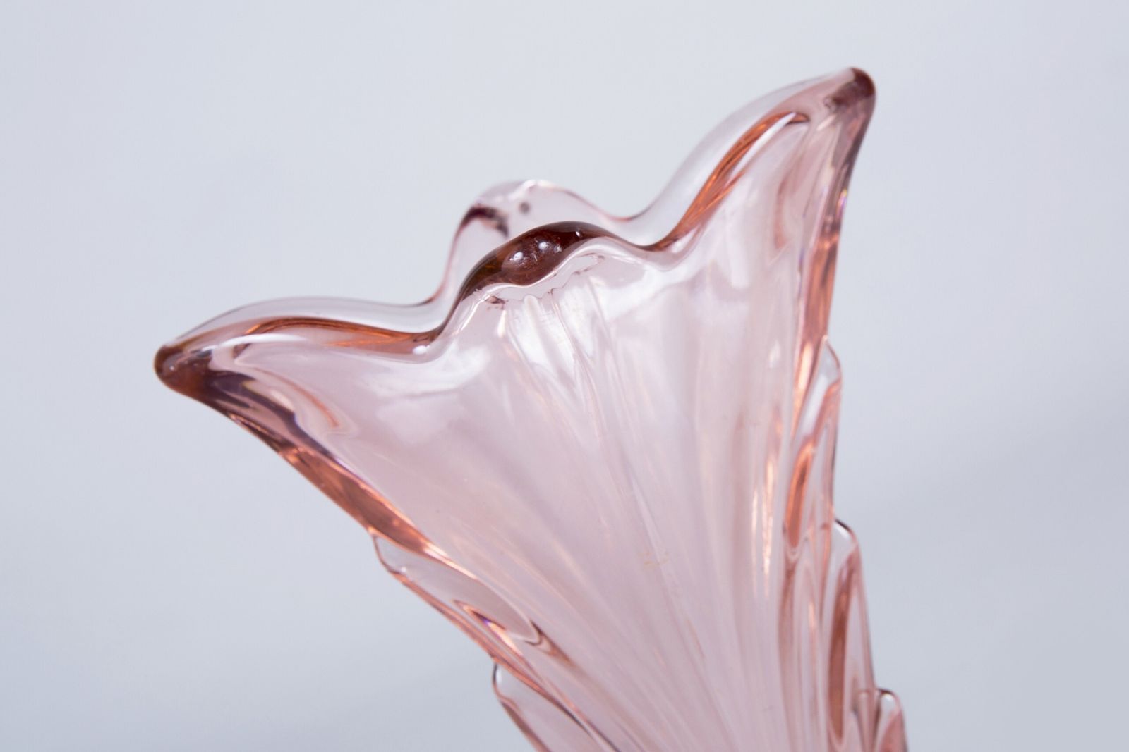 250.0 Glass Pink Yellow And Orange Vases Made In Bohemia, Original Condition. Art Deco photo