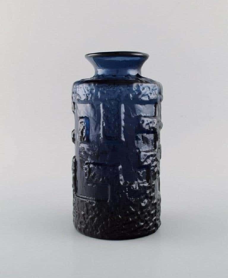 Göte Augustsson For Ruda, Two Vases In Blue Mouth Blown Art Glass photo 370.0