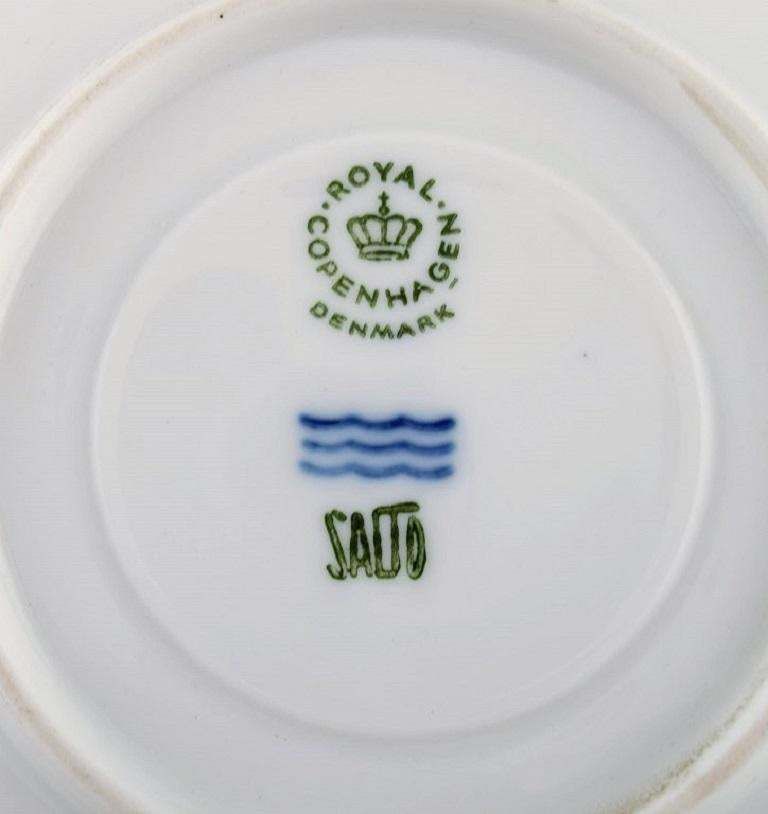 Royal Copenhagen Salto Service White Six Bouillon Cups With Saucers 1960s