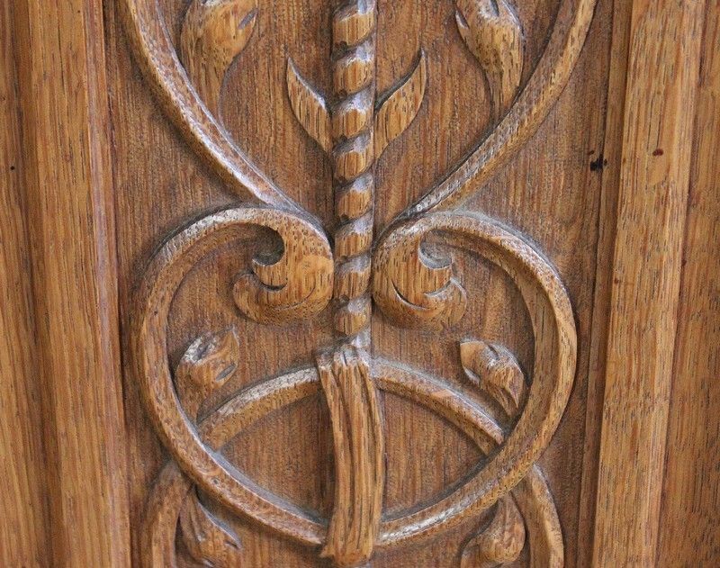 Pair Of Armchairs Known As 'Caquetoires' In Blond Oak, Renaissance Style   Late 19th Century photo vintage