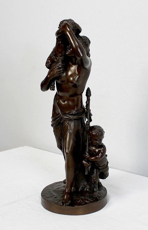 Bronze "Bacchante And Small Fauns" After Jj Foucou, 19th Century photo for sale