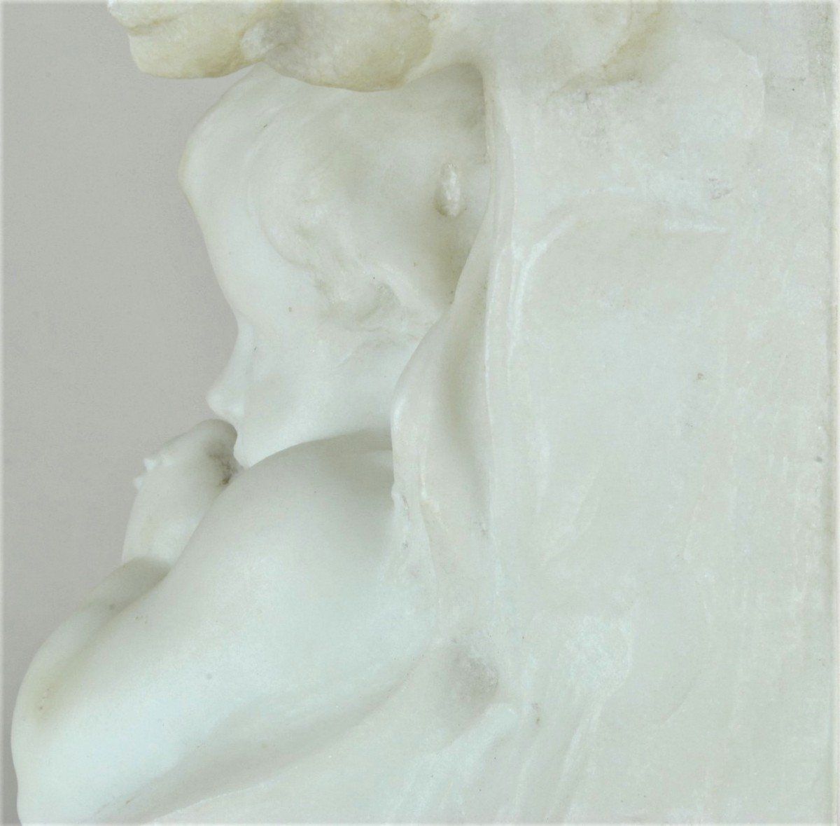 photo for sale E Fortiny, Baby In Marble, End Of The 19th / Beginning Of The 20th Century