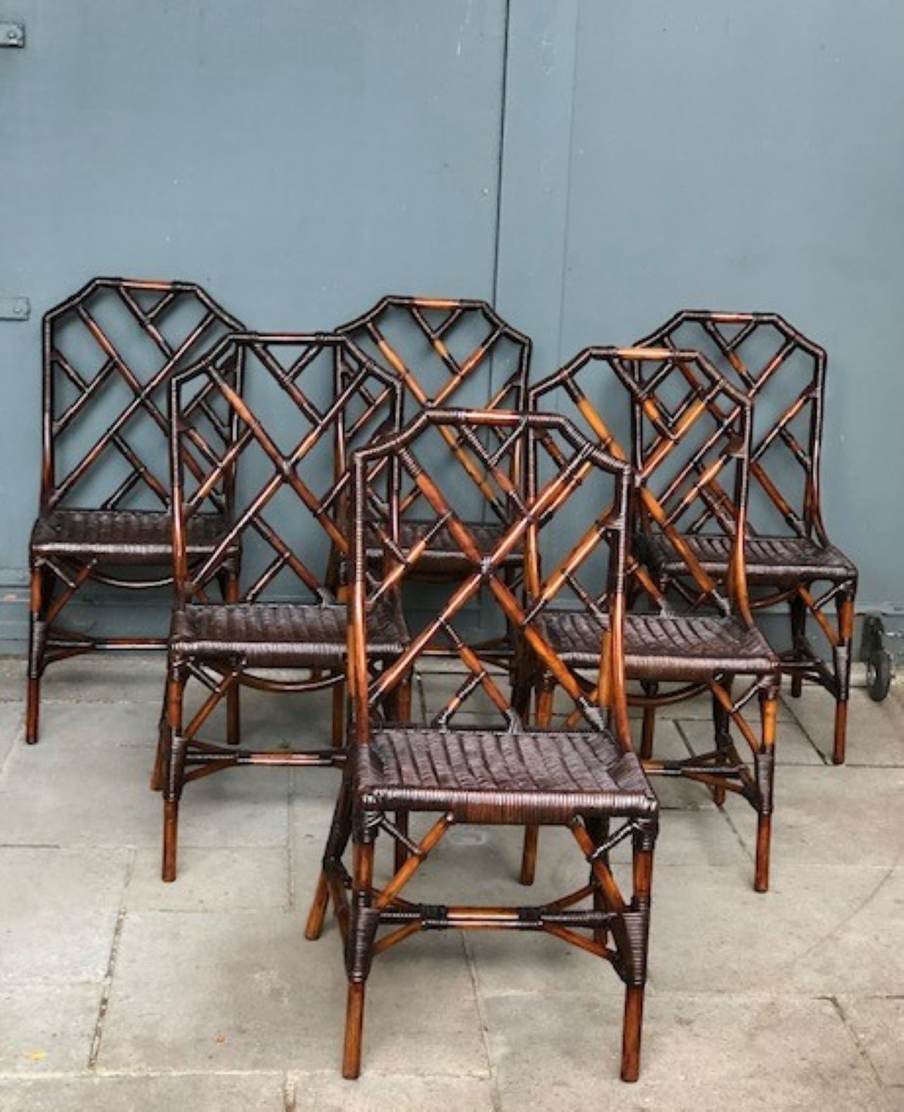 Mid Cent Rattan Dining Table & 6 X Chippendale Style Dining Chairs, Angraves 1970s photo Furniture
