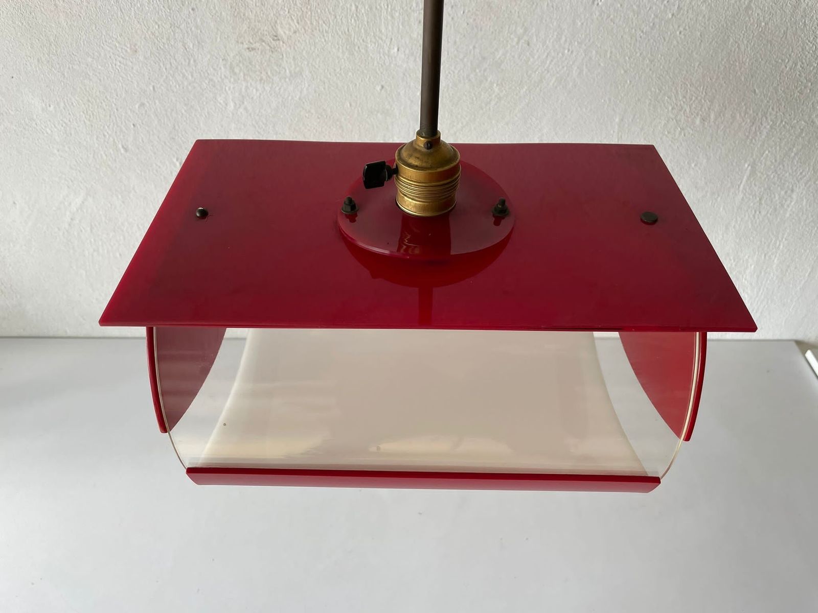 Italian Rare Red Plastic Pendant Lamp, 1970s, Italy photo furniture