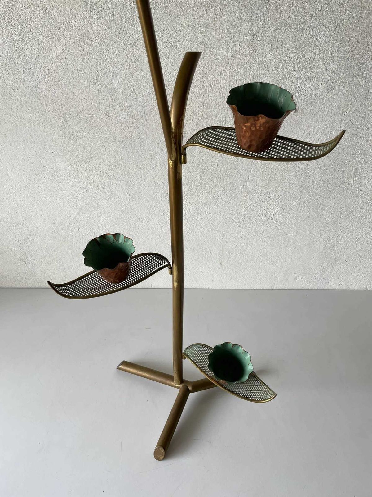 Unique Flower And Leafs Shaped Tall Italian Candle Holder, 1950s, Italy photo furniture