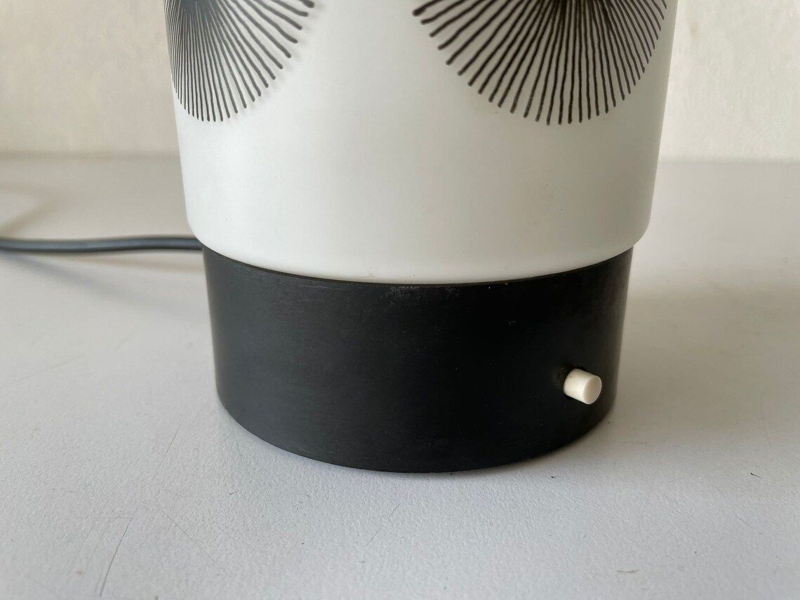 photo furniture Cute Cylinder Design Retro Black White Glass And Plastic Pair Of Bedside Lamps By Erco Leuchten, 1970s, Germany