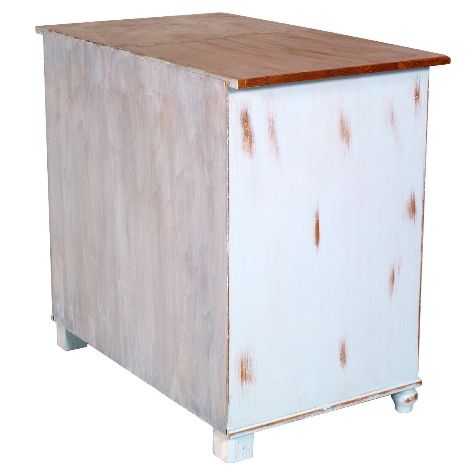 1940s Italian Midcentury Three Drawers Farm Commode In Walnut, White Painted photo vinterior