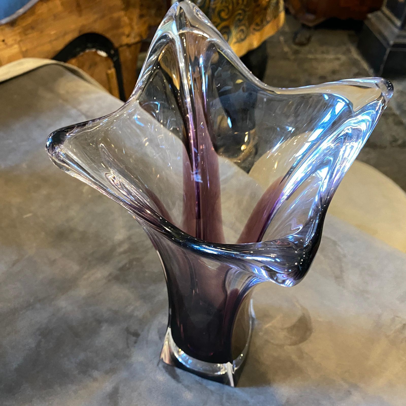 1980s Seguso Style Purple Sommerso Murano Glass Vase photo vintage