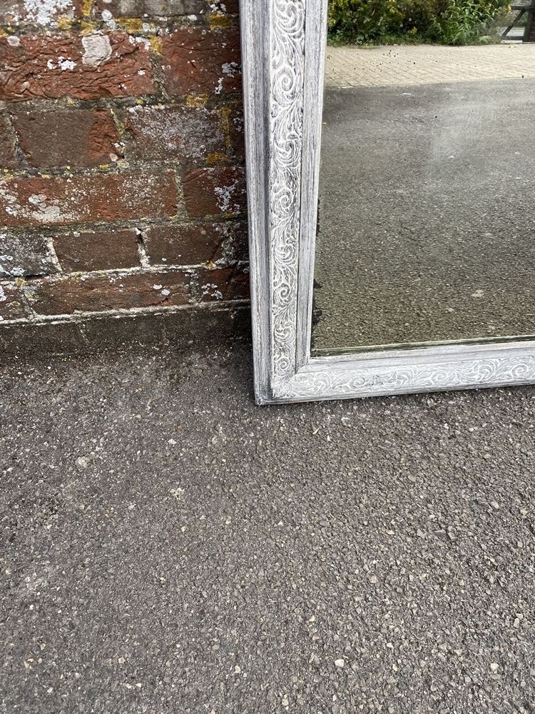 A Superb Antique French 19th Century Carved Wood & Gesso Arched Top Painted Mirror photo 650.0