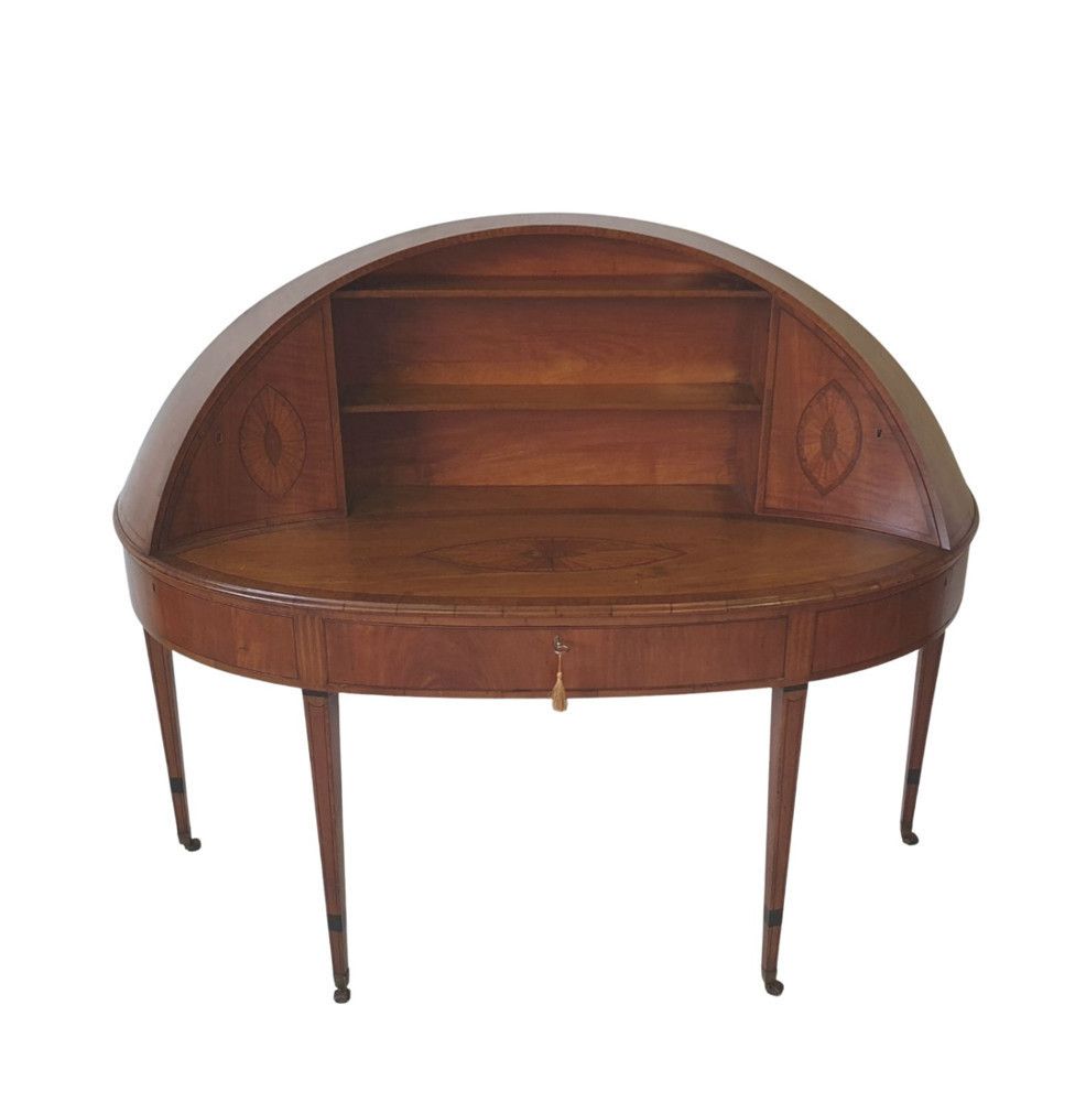Rare 19th Century Inlaid Satinwood Sheraton Design Carlton House Desk photo for sale
