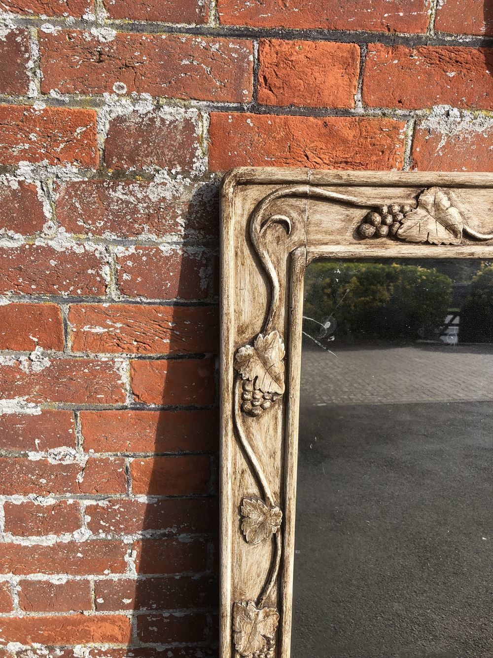 A Stunning Large Antique 19th Century French Carved Wood Painted Mirror photo for sale